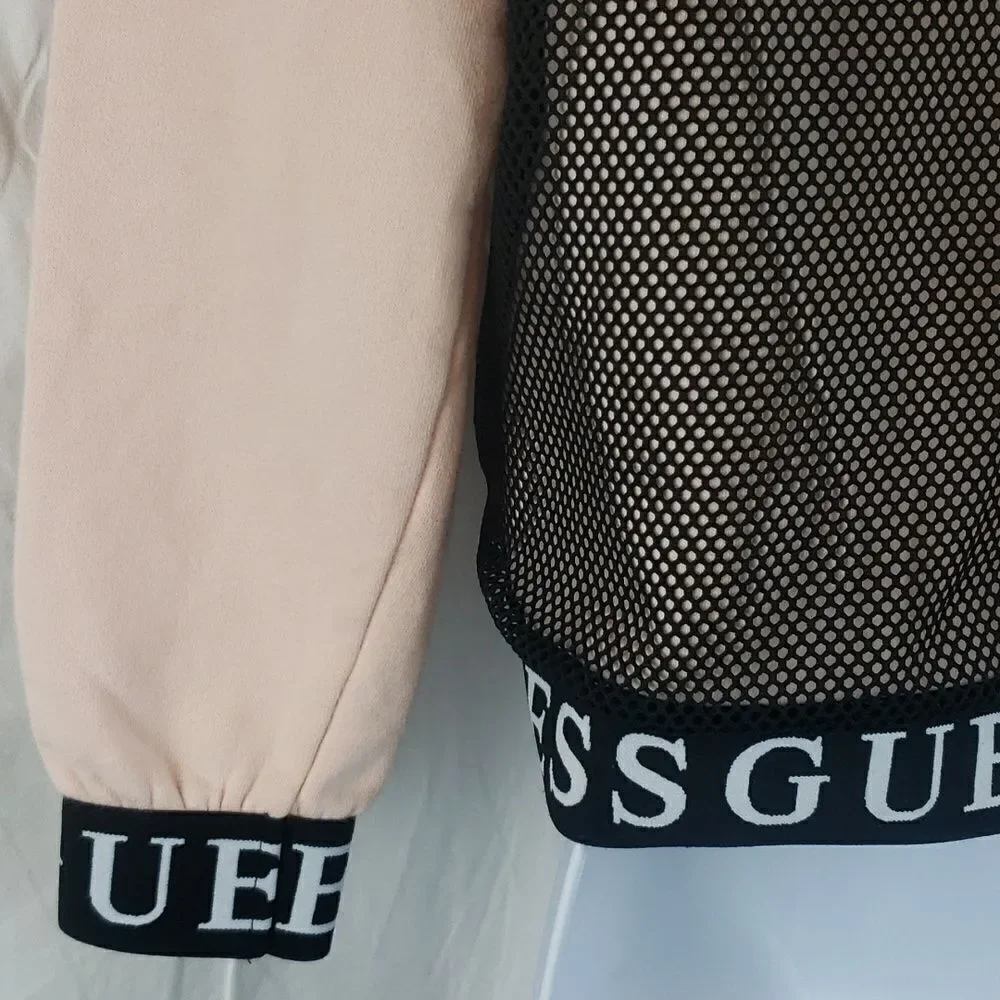 Guess Women's 10 Mesh & Pink Cropped Sweater
